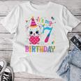 Kinder 7 Geburtstag Katze Mädchen Kätzchen Geburtstag Mädchen 7 Jahre Alt T-shirt Frauen Lustige Geschenke