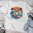 Surfing Welsh Corgi Retro Sunset Hombres Es Niños Perros Amante Camiseta de mujer Regalos divertidos