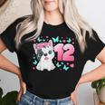12° Compleanno Ragazza Di 12 Anni Cane Cucciolo Numero Maglietta da donna Regalos para ella