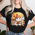 Adorable Ghost Snug Halloween Cozy Autumn Vibes Fall Season Women T-shirt Gifts for Her