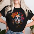 Colourful La Catrina Sugar Skull Woman Dia De Los Muertos T-shirt Frauen Geschenke für Sie