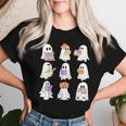 Cute Ghost Reading Books Teacher Halloween Reading Women T-shirt Gifts for Her