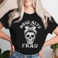 Evil Old Woman Messy Bun Skull T-shirt Frauen Geschenke für Sie