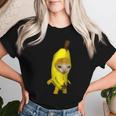 Donna Carino Banana Cat Happy Bananacat Meme Kitty Cat Lovers Meme Con Collo A Maglietta da donna Regalos para ella