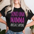 Donna Mamma Ansia E Sapone Scritta Divertente Regalo Maglietta da donna Regalos para ella