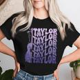 Girl Retro Taylor First Name Personalized Groovy 80'S Purple Women T-shirt Gifts for Her