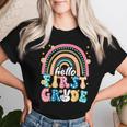 Groovy Rainbow Hello First Grade First Day Teacher Kid Women T-shirt Gifts for Her
