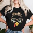 Leopard Print Thanksgiving Turkey Face Glasses Girls Women T-shirt Gifts for Her