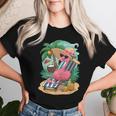 Lustiger Tropischer Rosa Flamingo Hawaii-Sommerparty T-shirt Frauen Geschenke für Sie