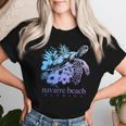 Navarre Beach Florida Sea Turtle Flowers Surfer Souvenir Women T-shirt Gifts for Her