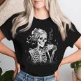 Skeleton Messy Bun Coffee Halloween Coffee Lover Mom Women T-shirt Gifts for Her