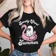 Spooky Ghoul Summer Cute Ghost Flamingo Summer Vibes Beach Women T-shirt Gifts for Her