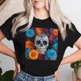 Tête De Mort Mexicaine Dia De Muertos Jour Des Morts Floral T-shirt femme Cadeaux pour elle