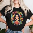 Vintage Latina Power Retro Flowers Hispanic Heritage Month Women T-shirt Gifts for Her