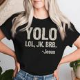 Vintage Retro Yolo Lol Jk Brb Jesus Christian Women T-shirt Gifts for Her