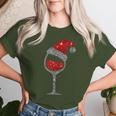 Christmas Wine Glass Red Wine Christmas Hat T-shirt Frauen Geschenke für Sie