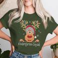 Kindergarten Squad Plaid Reindeer Santa Teacher Christmas Women T-shirt Gifts for Her