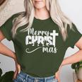 Merry Christ Mas Christian Christmas Jesus Christmas Family Women T-shirt Gifts for Her Merry Christ Mas Christian Christmas Jesus Christmas Family Women T-shirt Gifts for Her