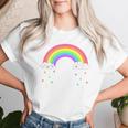 Bambino Sorridente Felice Arcobaleno Pioggia Nuvole Carino Per Ragazze Maglietta da donna Regalos para ella