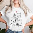 Cat Mom Mamma Gatta Illustrazione Con Mano Umana E Cuore Maglietta da donna Regalos para ella