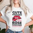 Cheeky Lips Gute Mädchen Böse Mädchen Spruch Gray T-shirt Frauen Geschenke für Sie