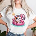 Kitten Cat Pink Flamingo Summer Vibes Beach Lover Cute Girls Women T-shirt Gifts for Her