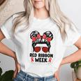 Red Ribbon Week Messy Bun Red Ribbon Week Awareness Women T-shirt Gifts for Her Red Ribbon Week Messy Bun Red Ribbon Week Awareness Women T-shirt Gifts for Her