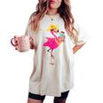 Flamingo Beach Summer Vibes Palm Trees Tropical Summer Women's Oversized Comfort T-shirt Ivory