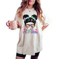 Hello Third Grade Messy Bun Tie Dye Back To School Women's Oversized Comfort T-shirt Ivory