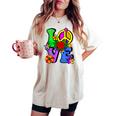 Hippie Retrò Anni '60 '70 Flower Power Groovy Love Peace Hippie T-shirt comoda oversize da donna Ivory