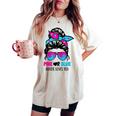 Messy Bun Pink Or Blue Auntie Loves You Gender Reveal Women's Oversized Comfort T-shirt Ivory