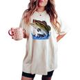 Pesca Pesce Basso Uomini Donne & Bambini Pescatore T-shirt comoda oversize da donna Ivory