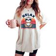 Relax Nothing Is Under Control Yoga Sloth Meditation T-shirt comoda oversize da donna Ivory