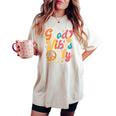 Retro Groovy 70S Good Vibes Only Floral Hippies Women's Oversized Comfort T-shirt Ivory