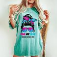 Messy Bun Pink Or Blue Auntie Loves You Gender Reveal Women's Oversized Comfort T-shirt Chalky Mint