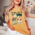 Born To Read Forced To Work Book Amante Lettura Insegnante Donne T-shirt comoda oversize da donna Mustard