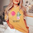 Cactus Free Hugs Balloon Heart Succulent Cactus T-shirt comoda oversize da donna Mustard