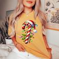 Candy Cane Crew Christmas Light Family Xmas Santa Boys Girls Women's Oversized Comfort T-shirt Mustard Candy Cane Crew Christmas Light Family Xmas Santa Boys Girls Women's Oversized Comfort T-shirt Mustard