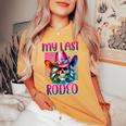 Cowgirl My Last Rodeo Despedida De Soltera Novia Chica Sureña Sin Mangas Camiseta extragrande cómoda para mujer Mustard