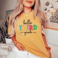 Di Hello Third Grade Ritorno A Scuola T-shirt comoda oversize da donna Mustard