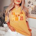 Groovy Fall In Love With Math Thanksgiving Math Teacher Fall Women's Oversized Comfort T-shirt Mustard