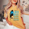 Leo Queen Messy Bun July August Birthday Leo Zodiac Sign Women's Oversized Comfort T-shirt Mustard