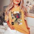 Moda Backprint Ragazza Cuffia Musica Moda T-shirt comoda oversize da donna Mustard