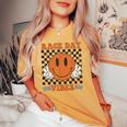 Race Day Vibes Checkered Flag Car Racing Mom Dad Race Car Women's Oversized Comfort T-shirt Mustard