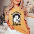 T Avec Chat Humour Rigolo Fille J'ai Des Chats T-shirt oversize confortable pour femme Mustard