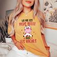 Vache Humour Fille Enfantie Avecaches T-shirt oversize confortable pour femme Mustard