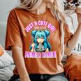Just A Cute Girl Who Loves Anime And Ramen For Girls Women's Oversized Comfort T-shirt Crimson