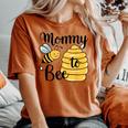Mommy To Be New Mom Bee Baby Shower Baby Announcement Women's Oversized Comfort T-shirt Crimson