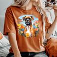 Carino Boxer Cane In Botanico Giardino Fiore Cucciolo Mamma T-shirt comoda oversize da donna Yam