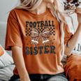 Coquette Bow American Football Sister Game Day Thanksgiving Women's Oversized Comfort T-shirt Yam